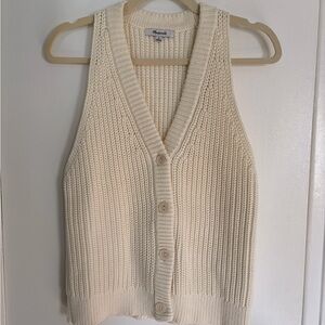Madewell Cream Ribbed Button-Front Sweater Vest